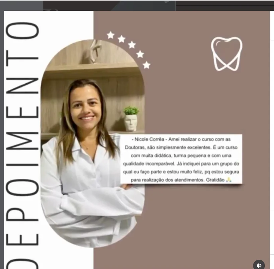 Depoimento e registro de participante de curso Essencial Odonto