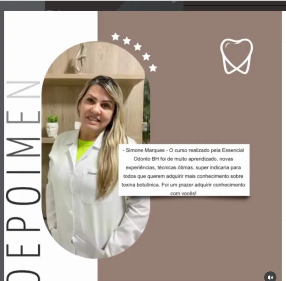 Depoimento e registro de participante de curso Essencial Odonto