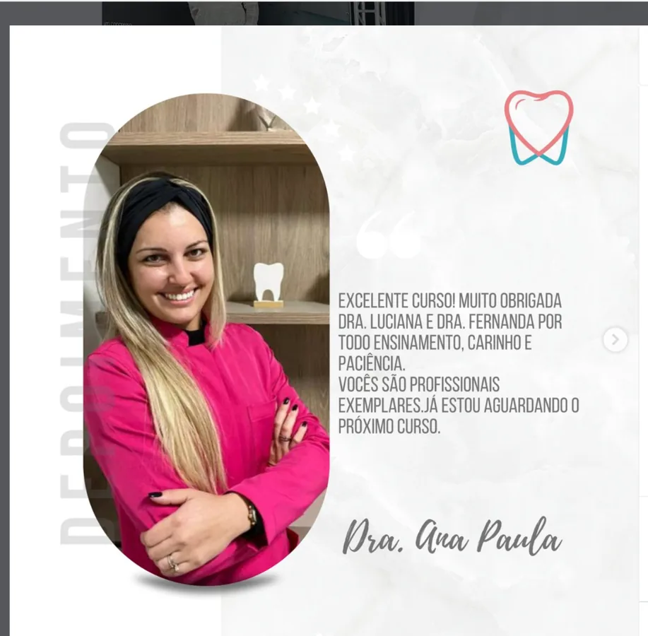 Depoimento e registro de participante de curso Essencial Odonto